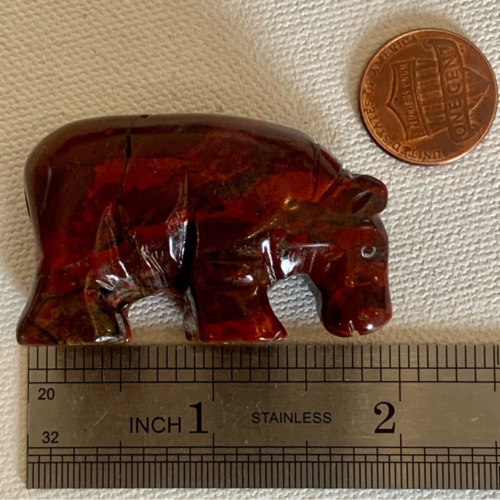 Red Tiger Iron Carved Stone Bear Crystal Carving Animal Figurine Rare 2" READ - Picture 16 of 16